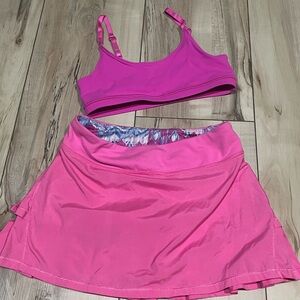 Ivivva by Lululemon girls size 12 Pink Sports Bra and Skirt/Skort Set